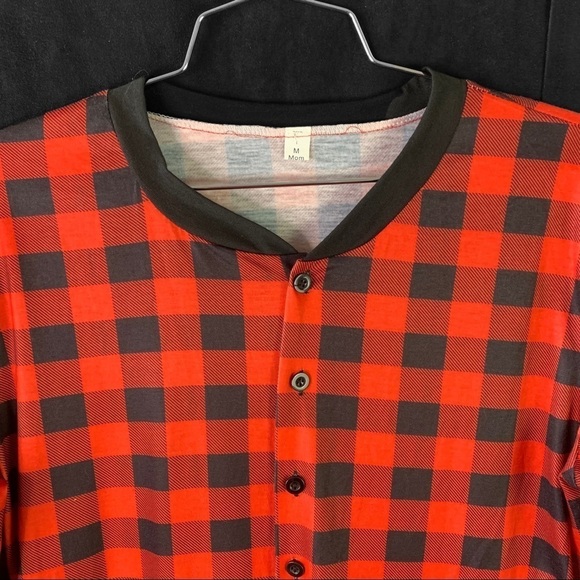 OVERALL PYJAMAS PLAID RED BLACK  BEAR CHEEKS MOM NIGHTWEAR SIZE MEDIUM - Picture 7 of 16